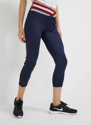 Leggings With Coloured Band Navy Blue 