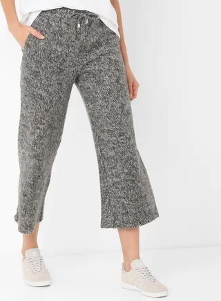 Mid-Rise Drawstring Printed Culottes Grey 