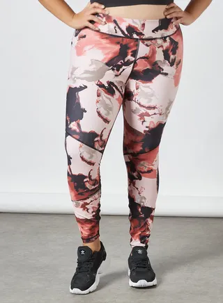 Curvy Printed Training Leggings Peachskin 