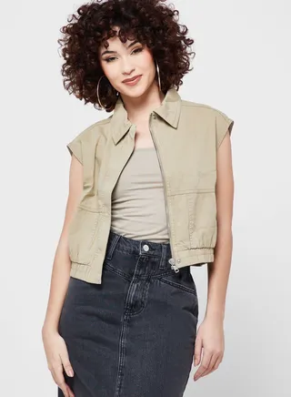 Pocket Detail Crop Jacket