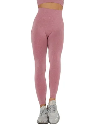 Melange High Waist Leggings Pink 
