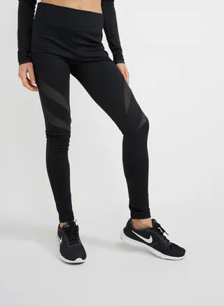 High-Rise Net Leggings Black 