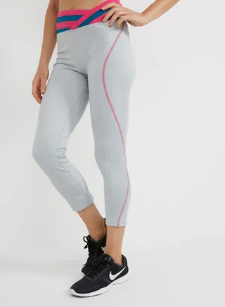 Leggings With Coloured Band Grey 
