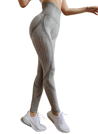 High Waist Printed Training Leggings Grey 