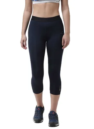 Solid Cropped Tights Leggings Navy Blue 