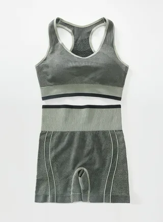 Women's Green and Grey Sports Set, Two Pieces 