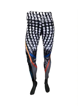 Sports Leggings Black/White/Orange 