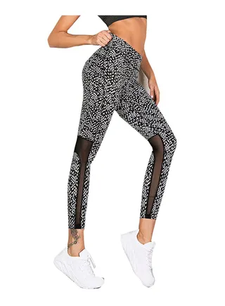 Fashion High Waist Patchwork Leggings Grey 