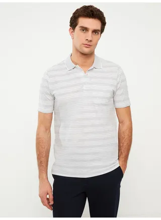 Polo Neck Short Sleeve Striped Piqué Men's T-Shirt 