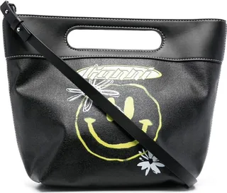 Smiley-print tote bag