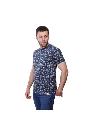 COUP Regular Printed T-Shirt For Men - Navy - M 