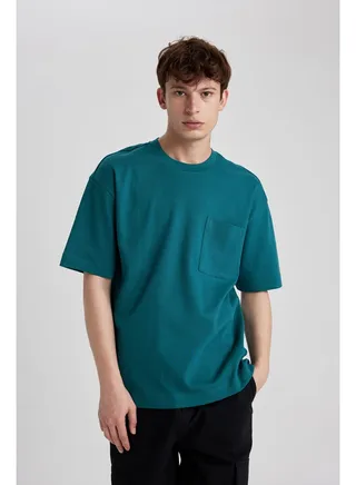 Man Oversize Fit Crew Neck Short Sleeve Knitted T-Shirt 