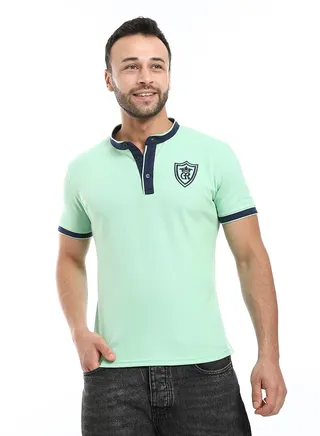 Embroidered Pique Polo Shirt With Classic Collar And Buttons 