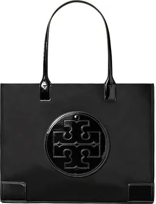 Tory Burch Ella Patent Tote (Black) Tote Handbags