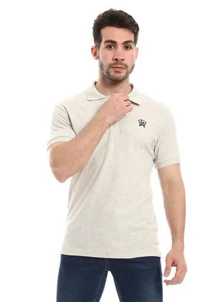 Pique Comfy Heather Cloud Grey Polo Shirt 
