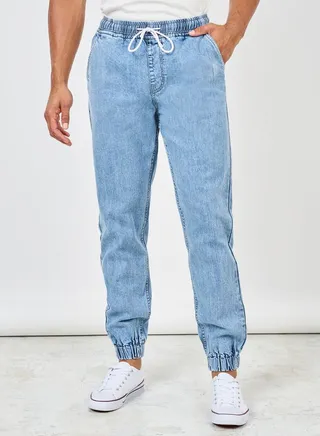 Drawcord Waist Relaxed Fit Cuff Jeans