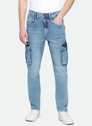 Slim Fit Cargo Jeans with Belt Loops 