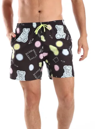 White Rabbit Side Pockets Crabs Patterned Board Shorts 
