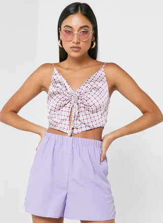 Printed Ruched Crop Top