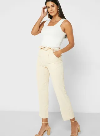 Belted High Waist Pants