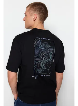 Men's Black Relaxed/Comfortable Cut Printed  T-Shirt 