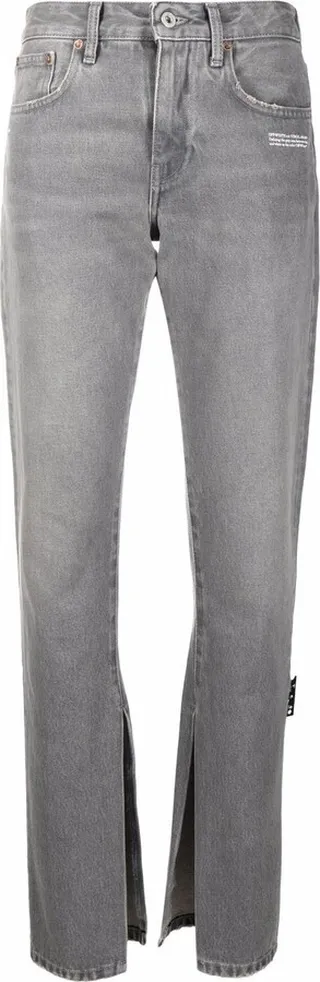 Distressed Slit-Hem Jeans