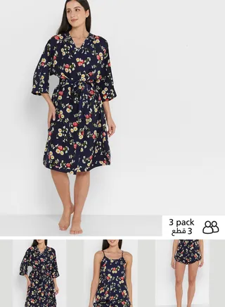 3 Piece Printed Night Set