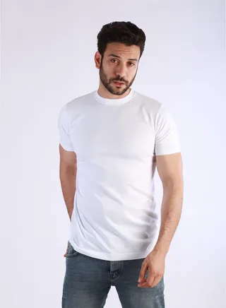 Jet Men T-Shirt Round Neck And Half Sleeves-White 