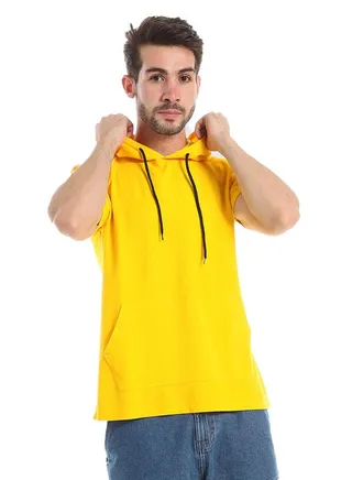 White Rabbit Short Sleeves Front Kangaroo Pocket Hooded T-Shirt 