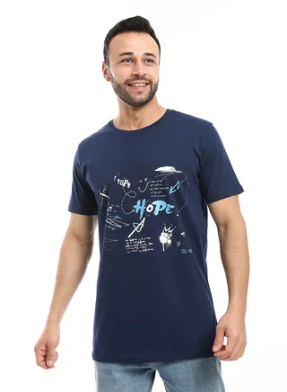Mens  Printed T- Shirt With Half Sleeves And Round Neck 
