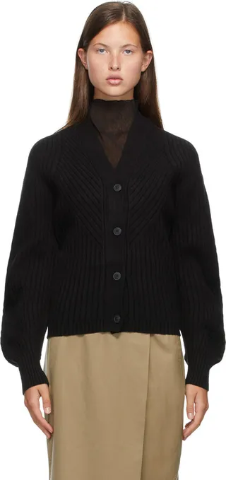 LOW CLASSIC Black Whole Garment Cardigan