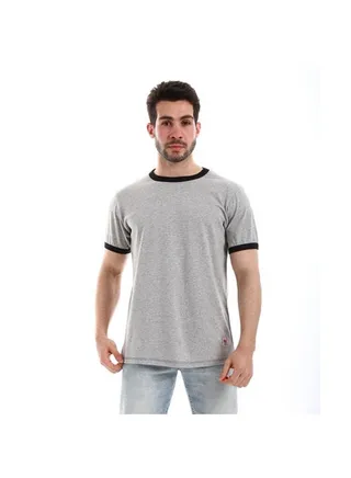 Basic Solid Pattern Heather Grey T 