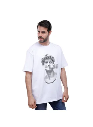 Coup Printed T-Shirt For Men - loose Fit Fit - White - Black 