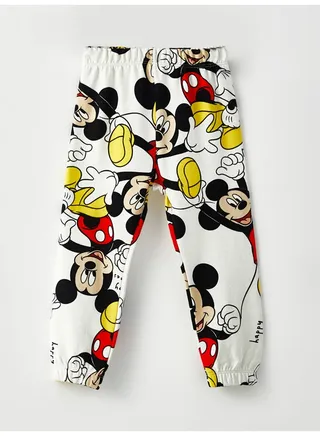 Elastic Waist Mickey Mouse Printed Baby Girl Sweatpants 
