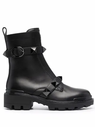 VALENTINO GARAVANI- Roman Stud Leather Combat Boots