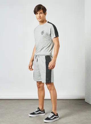 Stripe Panel T-Shirt Grey/Black 