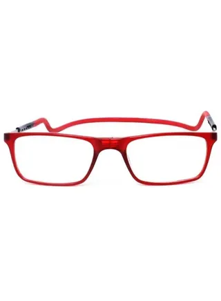 Generic | Magnetic Hanging Neck Reading Eye Glasses | Resin Anti-Blue Lens, Foldable | Long Leg Telescopic Headstock | for Men and Women | TR90 Material |  +1.00 Degree | Red 