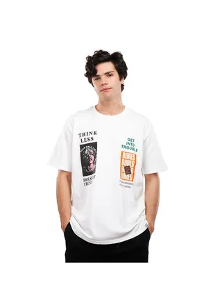 COUP Loose Fit Printed T-Shirt For Men - White - M 