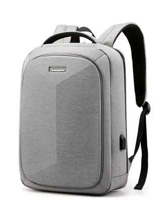 Laptop Backpack Water Resistant Bag with USB Charging Port - Grey 
