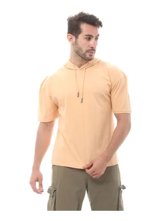 Comfy Hooded Cotton Tee-Yellow 