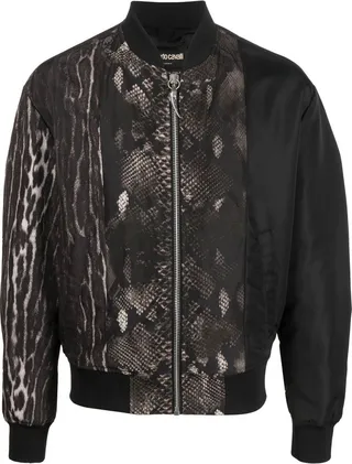 Patchwork Animal-Print Bomber Jacket