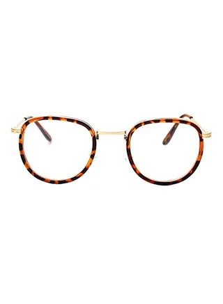 unisex Classic Leopard Grain Metal Oval Eyeglasses 