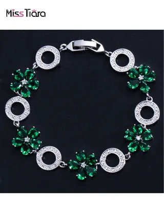 Gold Plated with Sparkling Flower Shape AAA zircon Bracelet for Women Ideal For Wedding Prom Pageant and Party 