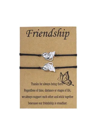 Best Friends Friendship Bracelets for 2 Girls, Butterfly Bracelets, Friendship Gifts for Women Friends Birthday Jewelry Gift(silver) 