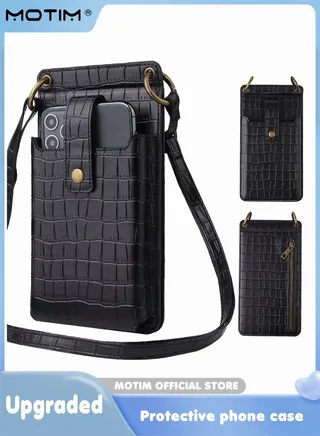 Crossbody Wallet Phone Case for iPhone 15/15 Pro/15 Plus/15 Pro Max/14/14 Pro/14 Plus/14 Pro Max Premium Leather Shockproof Cover with Strap Card Slots and Makeup Mirror for Women 