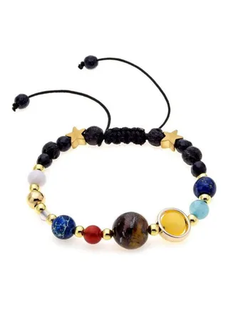 Solar System Bracelet Universe Galaxy The Nine Planets Guardian Star Natural Stone Beads Bracelets Bangles 
