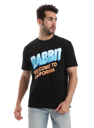 Round Neck Front Printed Cotton Men Tee 