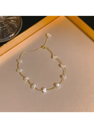 Girls New Sweet Temperament Pearl Bracelet Personalised Strings Hand Jewellery 