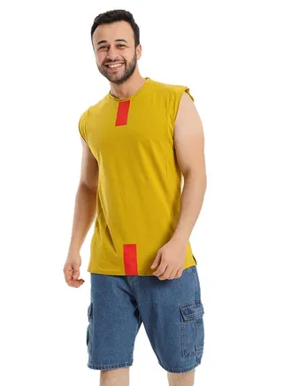 White Rabbit Red Neck & Waist Prined Detail Sleeveless 