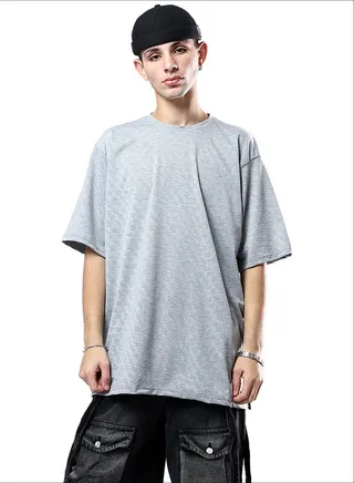 Relaxed Fit Heather Grey Comfy Slip On Tee 
